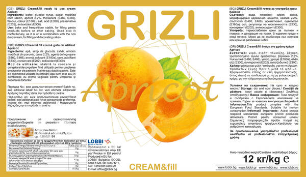 GRIZLI Cream&fill Apricot ready to use cream