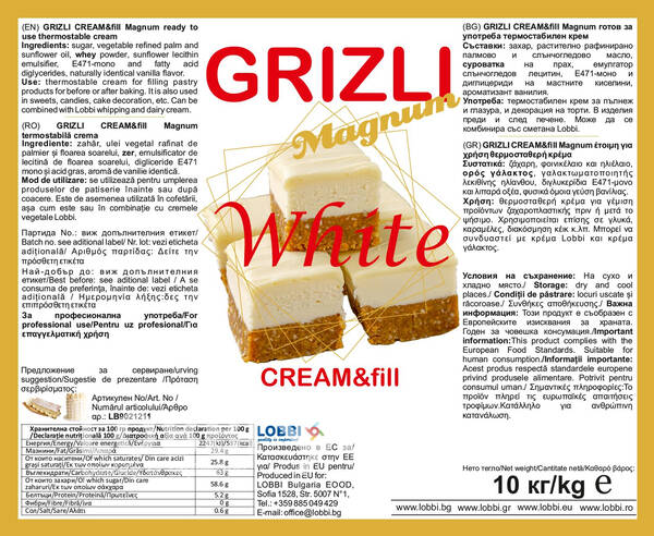 MAGNUM WHITE cream for filling and covering of cakes and pastry