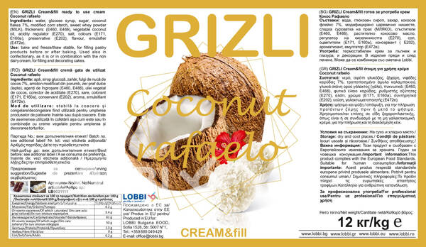 Cremă de cocos GRIZLI CREAM&fill
