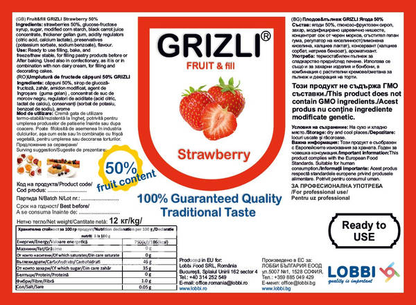 GRIZLI FRUIT&fill Erdbeerfruchtfüllung